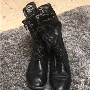 Black combat boots